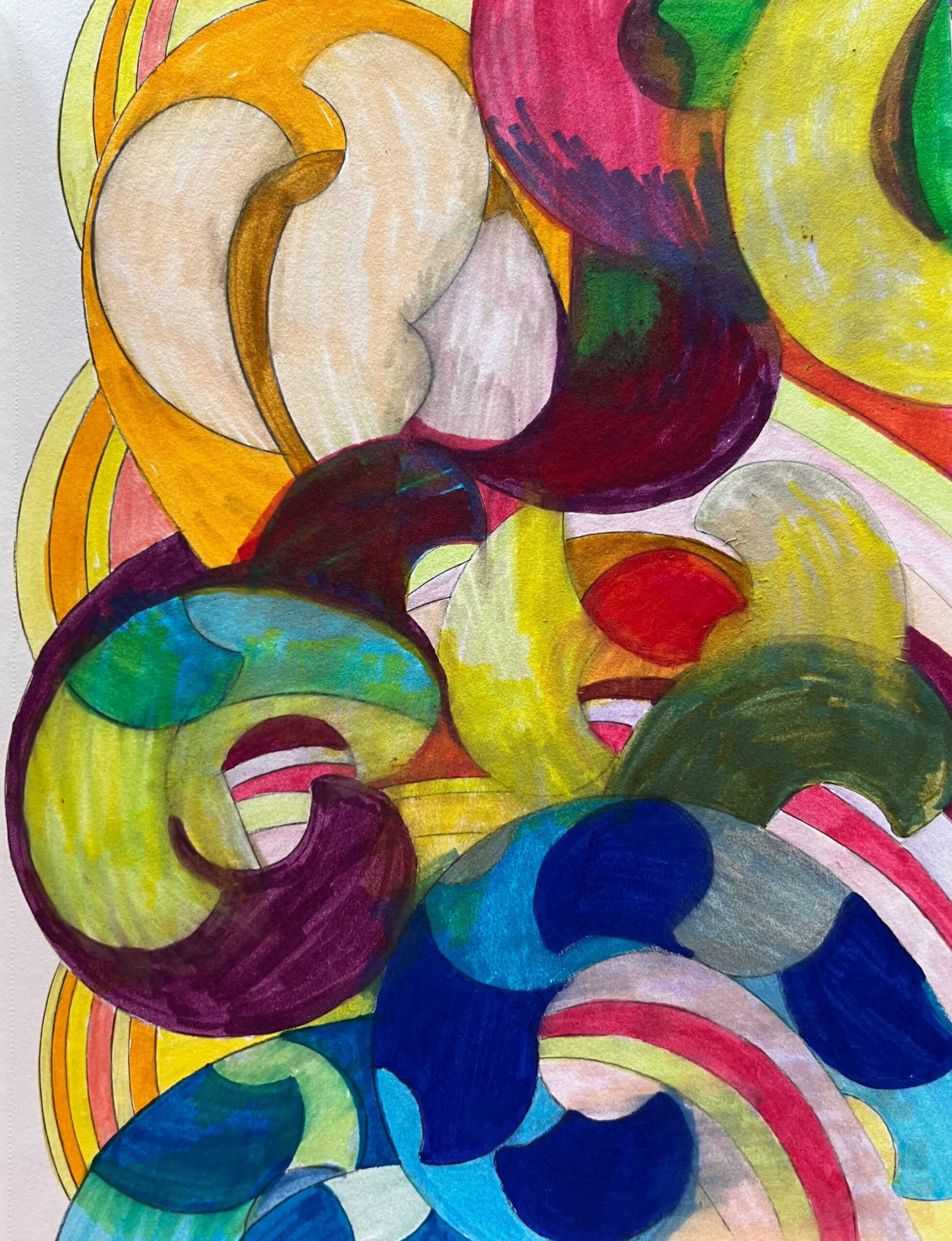 Velvet Curves, a French curve drawing in marker