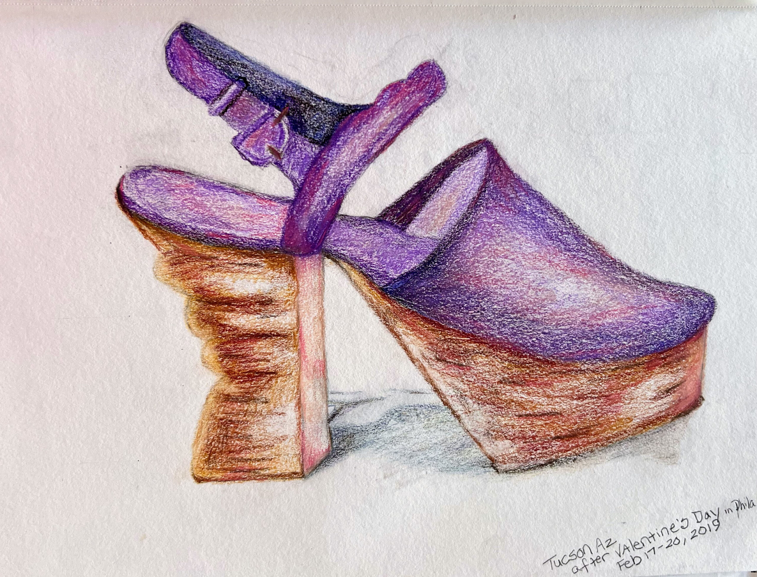 Shoe, a colored pencil drawing after a New York Times photograph